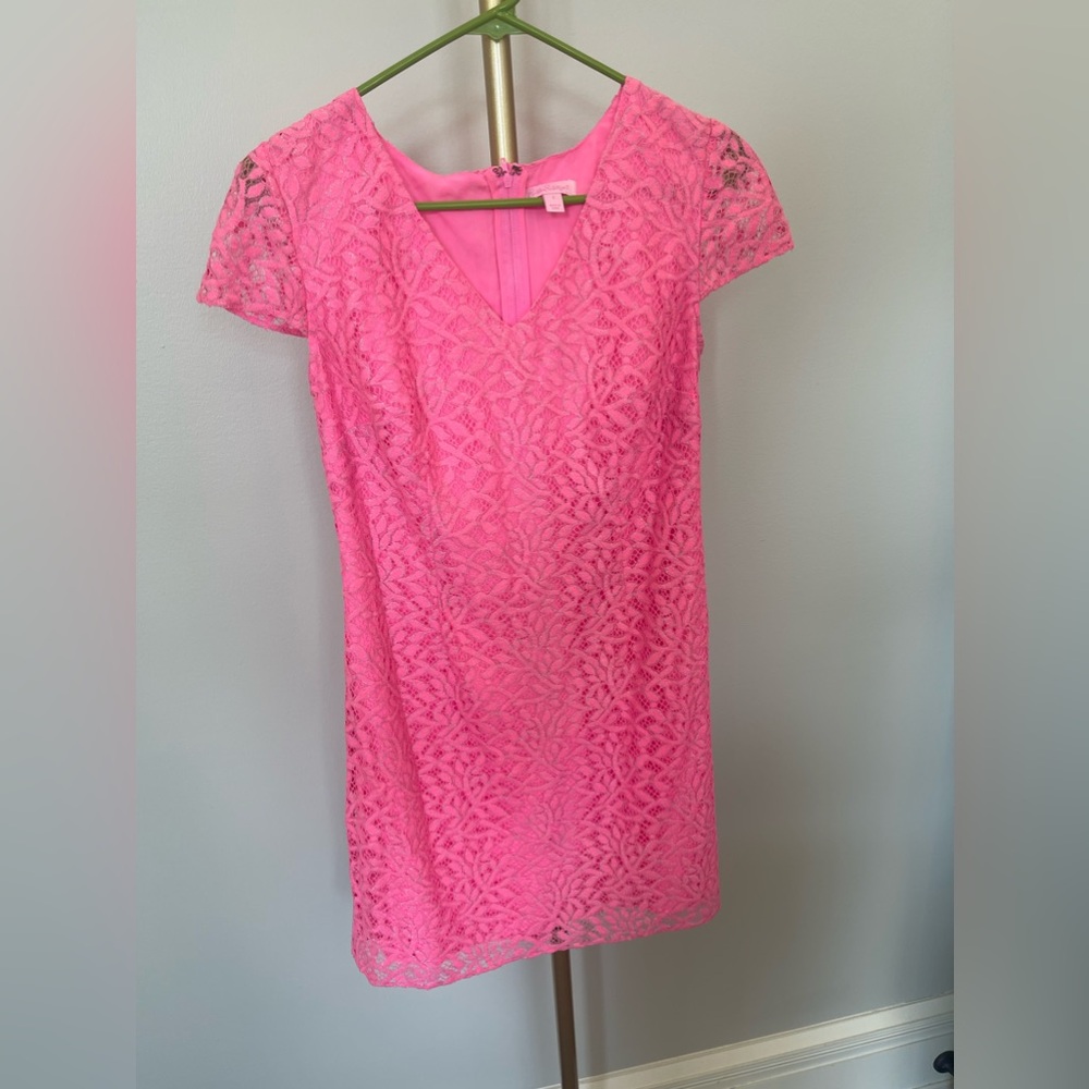 Pink lace Lilly Pulitzer shift dress, size small